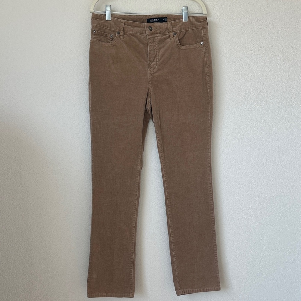 Lauren Ralph Lauren Petite 10P Brown High Rise Stretch Corduroy Pants